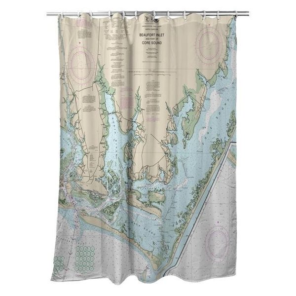 Betsy Drake Betsy Drake SH11545 Beaufort Inlet & Part of Core Sound; NC Nautical Map Shower Curtain - 70 x 72 in. SH11545